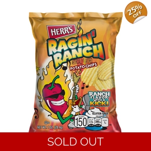 Herr's Ragin' Ranch Potato Chips - Herrs Crinkle Crisps - 28.4g Bag